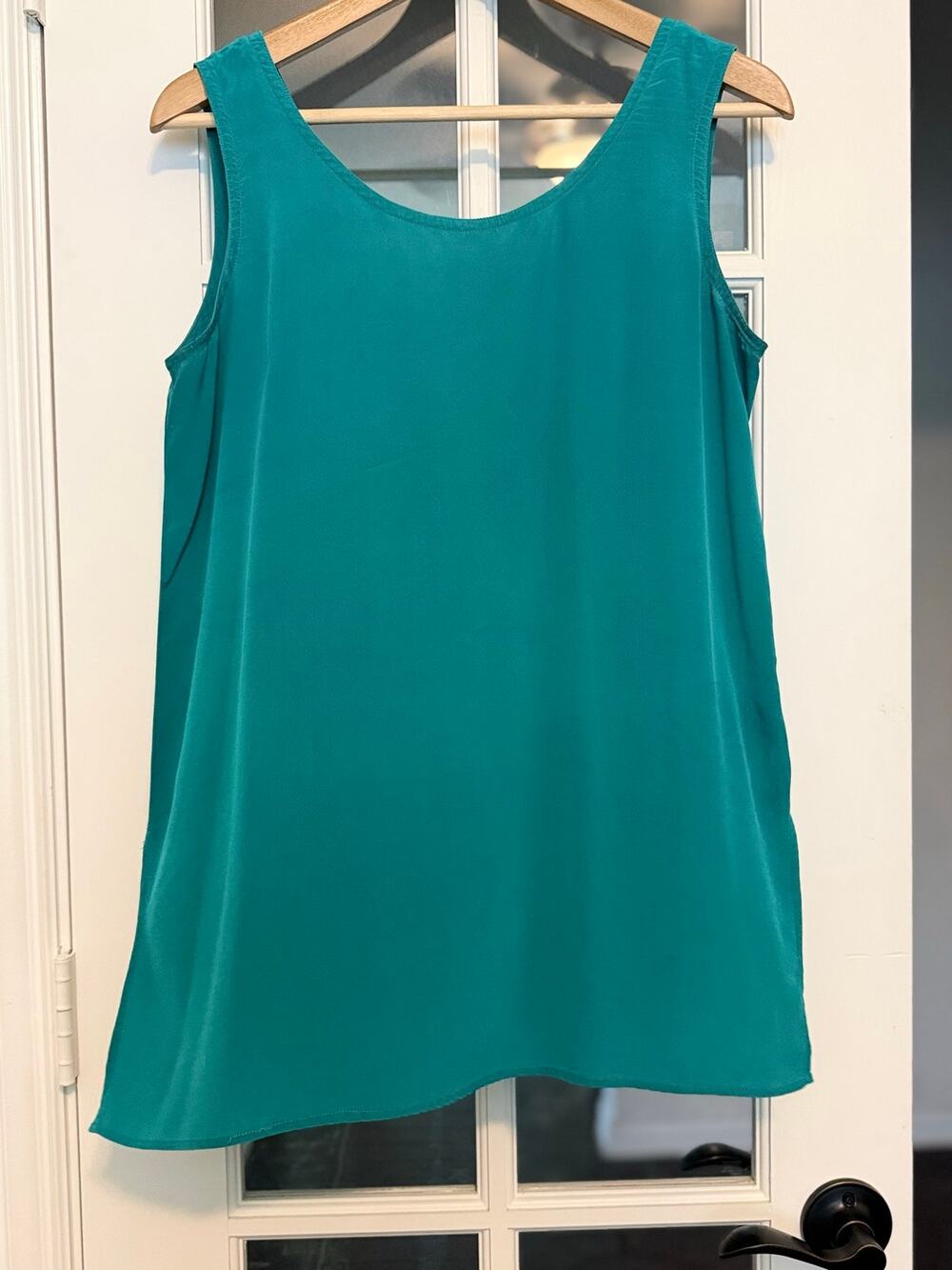 Vintage 90s Jacqueline Ferrar 100% Silk Teal Tank Top Medium